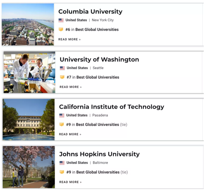 U.S. News大學(xué)排行榜發(fā)布！